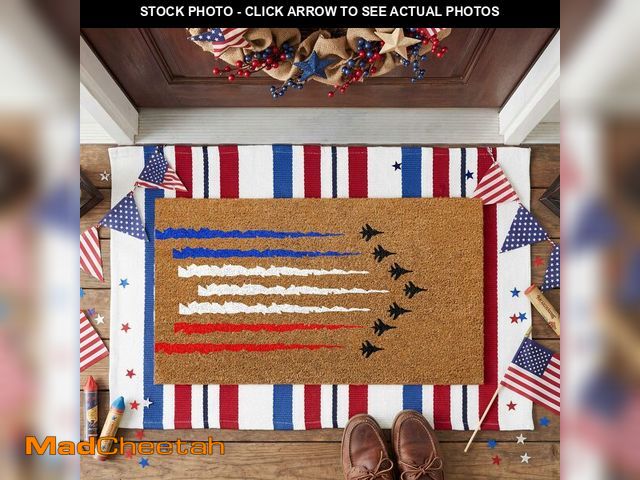 Lot 74-14266546 - Duraaamo 2 Pcs 4th of July Coir Door Mat Outdoor Red Blue White 250th Anniversary Welcome Rug Patrio...