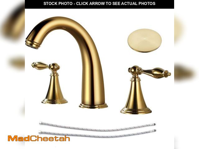 Lot 74-14222503 - AKLFGN Double handle 8 in. Widespread Bathroom Faucet 3-Hole Bathroom Sink Faucet in Polish Gold - U...