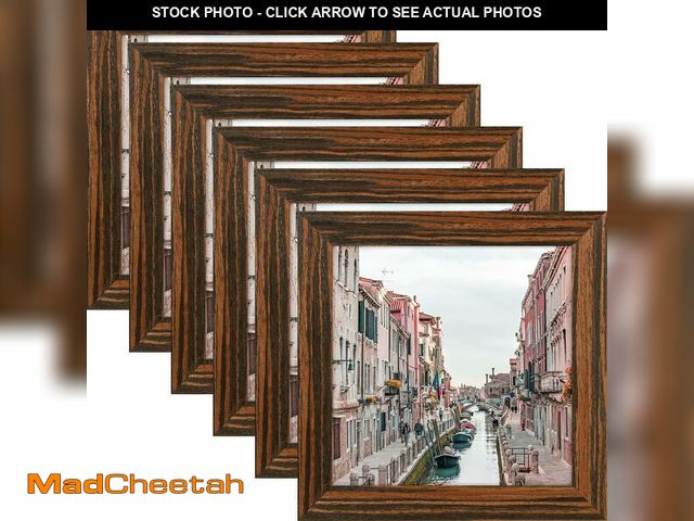 Lot 74-12968738 - 5x5 Ebony Wood Grain Picture Frames Square Classic Natural Wood 6 Pack for Wall Mounting and Tableto...