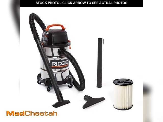 Lot 74-14291984 - RIDGID 6 Gal. 4.25 Peak HP Stainless Steel Shop Vacuum WD6425 Wet Dry Vac with Filter, Locking Hose ...