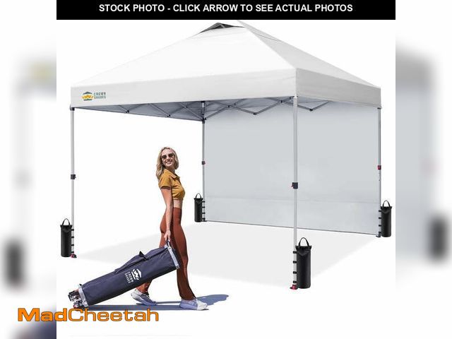 Lot 74-14087394 - CROWN SHADES 10'x10' Instant Canopy Tent with 1 Sidewall with One Push Setup Sun Shelter for Events ...