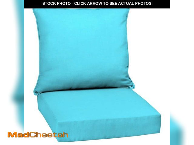 Lot 74-12558265 - 2-Piece Deep Seating Outdoor Lounge Chair Cushion in Pool Blue Leala - UNUSED