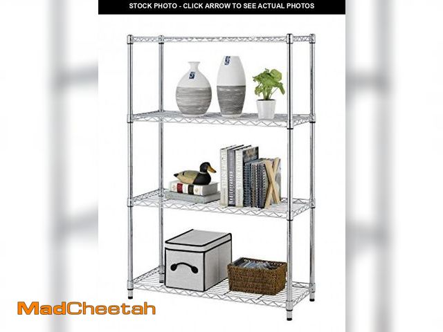 Lot 74-12144104 - BestOffice 4 Shelf Wire Shelving Height Adjustable Metal Shelving for 1000 LBS Capacity Chrome - UNU...