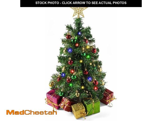 Lot 74-13710341 - PREXTEX 23-Inch DIY Mini Christmas Tree with Lights - Small Christmas Decorations Table Top Xmas Tre...