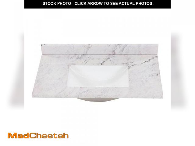 Lot 74-12425307 - Home Decorators Collection 37 in. W x 22 in. D Engineered Stone Composite White Rectangular Single S...