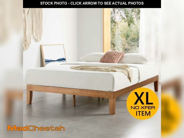 Lot 74-13074703 - Mellow Naturalista Classic 12 Inch Solid Wood Platform Bed with Wooden Slats, Cal King, Natural Pine...