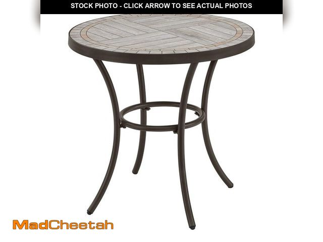 Lot 74-12585003 - StyleWell 27 in. Brown Round Metal Outdoor Side Table with Grouted Porcelain Top - UNUSED