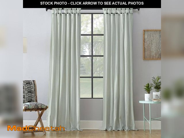 Lot 74-12675695 - Sun Zero Sarro Washed Cotton Seafoam Cotton 52 in. W x 84 in. L Tab Top Light Filtering Curtain (Sin...
