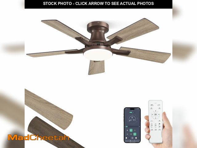 Lot 74-12707906 - ZMISHIBO 42 Inch Ceiling Fan with Light, App&amp;Remote Control, Flush Mount Low Profile, Dimmable 2...