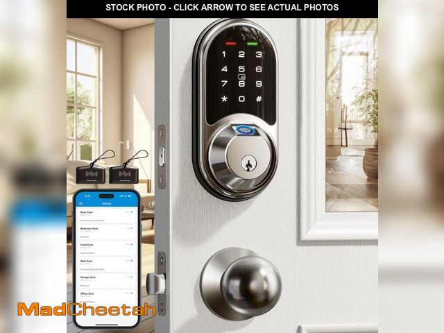 Lot 74-11558449 - Veise Smart Locks for Front Door, 2 Knob Handle Set, Fingerprint Keyless Entry, App Control Biometri...