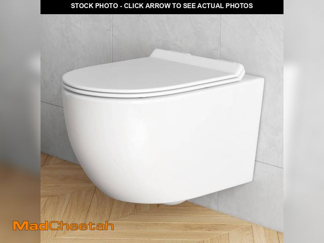 Lot 74-12996184 - Eridanus Hampton Wall Hung Toilet 0.8/1.6 GPF Dual Flush Elongated Bowl Toilet in Crisp white, Seat ...