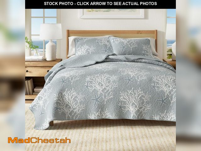 Lot 74-14267764 - Great Bay Home Coastal Quilt Set - 3-Piece Full/Queen Size Nautical Bedding Set - Lightweight, All-S...