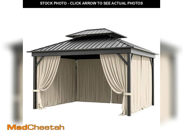 Lot 74-14290883 - Kimunuk 10 ft. x 12 ft. Universal Outdoor Privacy Curtains, Gazebo Replacement with Zipper Cream (4-...