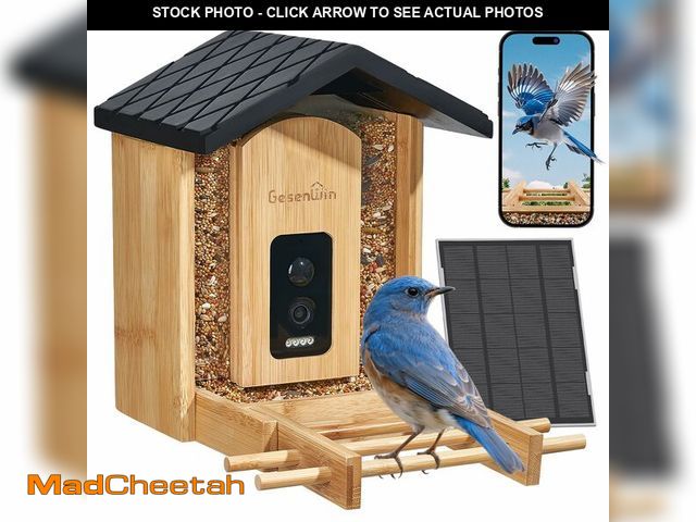 Lot 74-12701081 - GESENWIN Smart Bird Feeder with Camera for Wild Birds - Identifies 11,000+ Species, Solar Panel Wire...