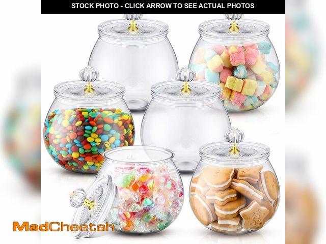Lot 74-13952896 - Nuogo 6 Pcs Plastic Candy and Cookie Jar with Lids Decorative Apothecary Jars Candy Buffet Container...