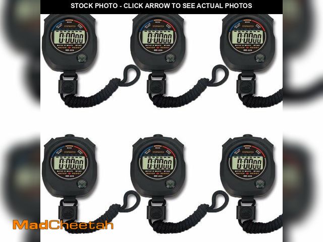 Lot 74-14143994 - 6 Pack Multi-Function Electronic Digital Sport Stopwatch Timer, Large Display with Date Time and Ala...