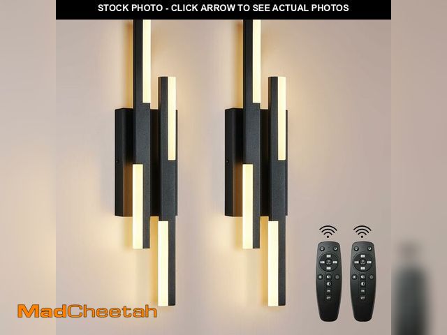 Lot 74-13712675 - Benkut Modern LED Vanity Lights Set of 2, Black Wall Sconce with Remote Control Dimmable Indoor Wall...