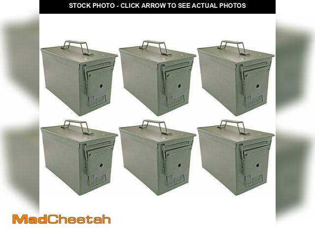 Lot 74-13653013 - BOOMSTICK Green .50 Cal Ammunition Can, Set of 6 Military Grade Ammo Box - UNUSED