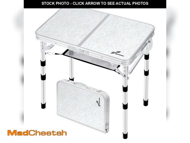 Lot 74-12313215 - Sportneer Camping Table: Adjustable Height Small Folding Table 23.6" L x 15.7" W 3 Height with Mesh ...