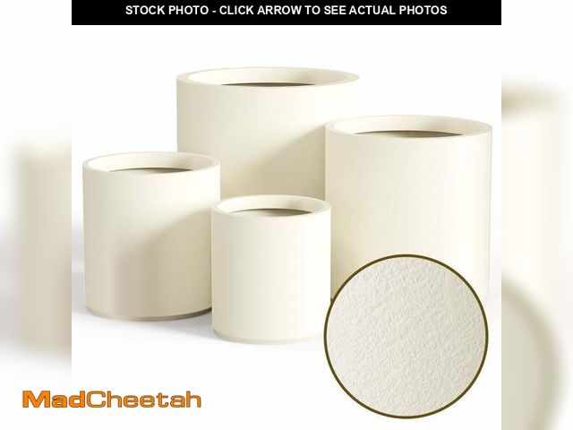 Lot 74-14354354 - FOUKUS 6.9",8.7",10.6",13.4" Dia Round Concrete-like Plastic Planter Set of 4, Modern Style Large Cy...