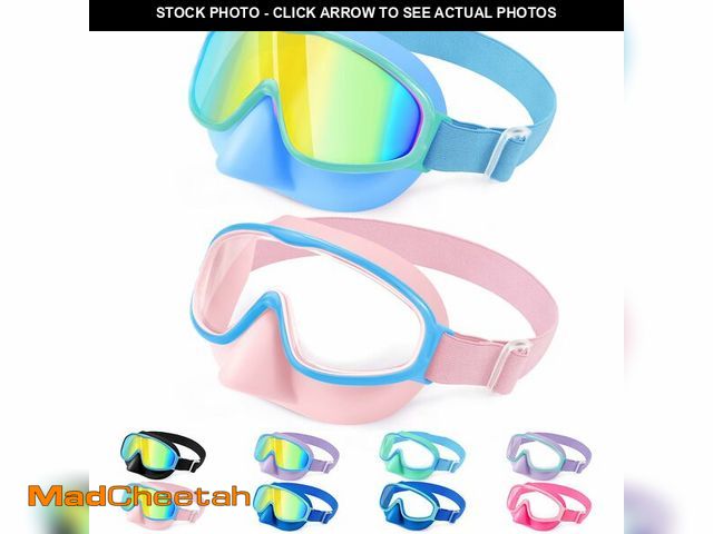 Lot 74-14273956 - Vvinca Kids Goggles with Nose Cover Comfort Fabric Strap, Kids Swim Goggles Wide View Diving Mask An...