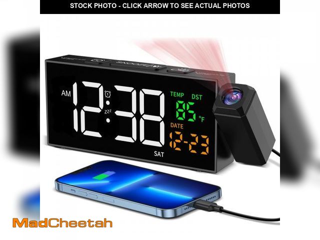 Lot 74-12218889 - Netzu Projection Clock for Bedroom Ceiling, Alarm Clocks with 180ÃÂ° Rotatable Projector, Date Temp...