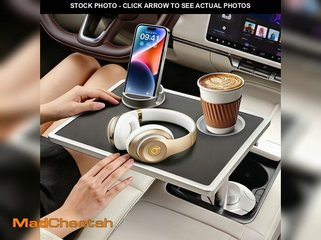 Lot 74-14207166 - Car Food Tray &amp; Car Table Tray with Car-Grade Aluminum Cup Holder &amp; Phone Stand,360ÃÂ° Rota...