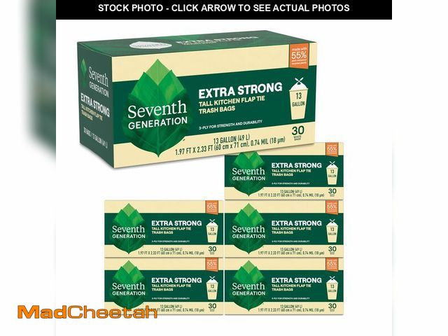 Lot 74-14064473 - Seventh Generation Extra Strong Tall Kitchen Trash Bags 13 Gallon Pack of 6 30 count - UNUSED