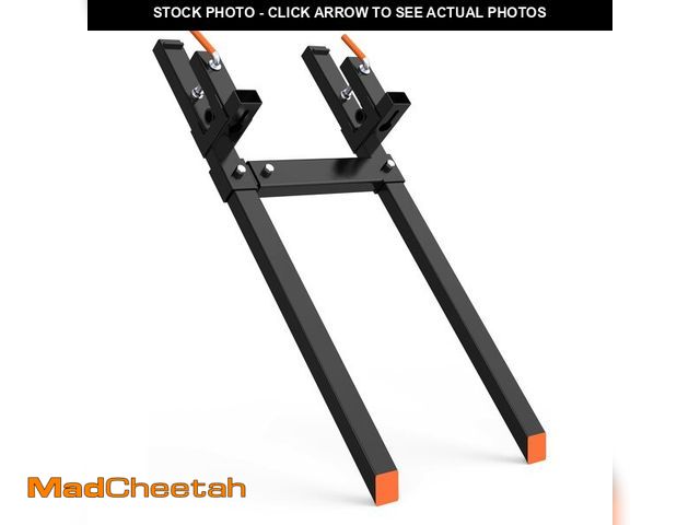 Lot 74-13790753 - KYBOLT 2000 LBS 60" Heavy Duty Clamp on Pallet Forks with [Adjustable Stabilizer Bar] for Tractor Bu...