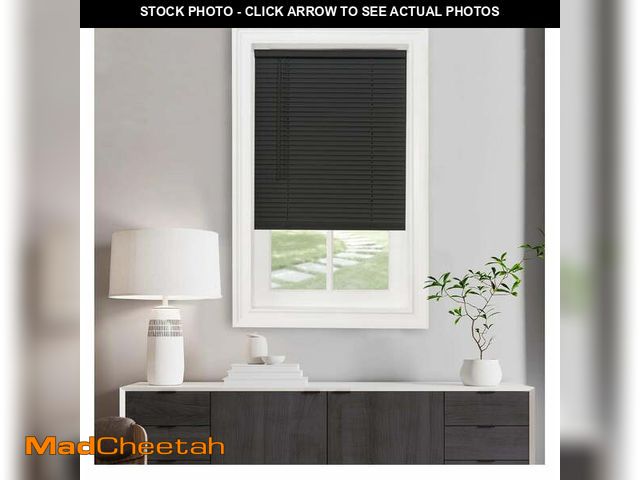 Lot 74-14585563 - Cordless Light Filtering Mini Blind - 23 Inch Width, 64 Inch Length, 1" Slat Size - Black - Cordless...