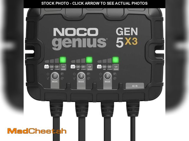 Lot 74-13693634 - NOCO Genius 3-Bank, 15-Amp (5-Amp Per Bank) Fully-Automatic Smart Marine Charger - UNUSED