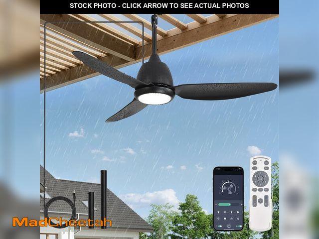 Lot 74-14426003 - Fanbulous 42" Outdoor Ceiling Fan with Lights,Plug in Hanging IP65 Black - UNUSED