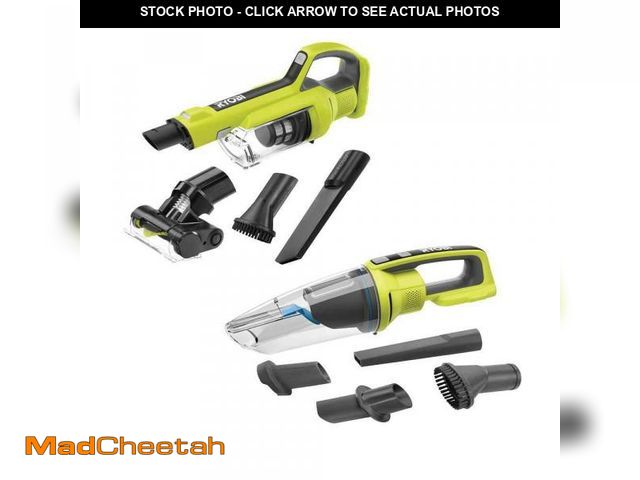 Lot 74-11826689 - RYOBI ONE+ 18V Cordless Hand Vacuum with Powered Brush with ONE+ 18V Cordless Wet/Dry Hand Vacuum (T...