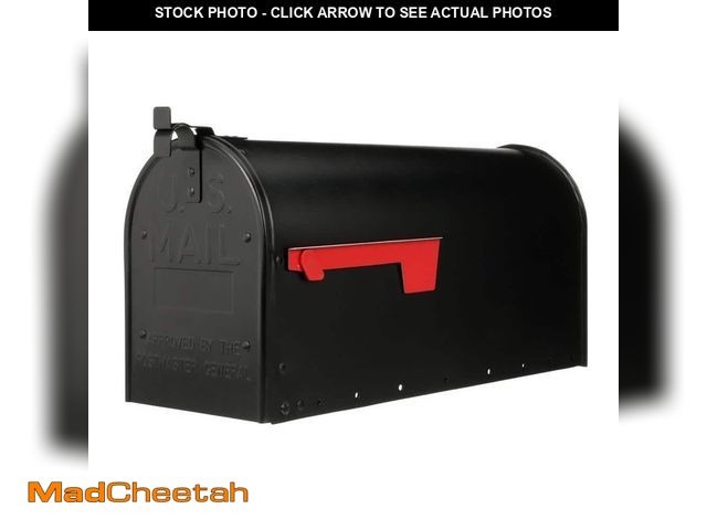 Lot 74-12690681 - Architectural Mailboxes Admiral Textured Black, Large, Aluminum, Post Mount Mailbox - UNUSED