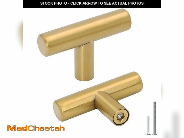Lot 74-13569614 - Goldenwarm 15pcs Brushed Brass Single Bar Cabinet Cupboard Drawer Door Handle Pull Knob for Furnitur...