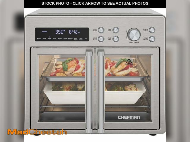 Lot 74-14287581 - Chefman French Door 10-in-1 Toaster Oven Air Fryer, 26-Quarts, Fits 12-Inch Pizza â Stainless Stee...