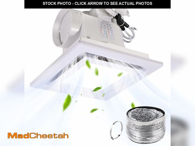 Lot 74-13542885 - FEITON Square Bathroom Exhaust Fan with LED Light, 110 CFM 30W 4 Inch Duct, 110-220V 1.0 Sones Quiet...