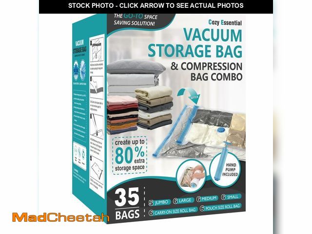 Lot 74-14379388 - Cozy Essential Vacuum Storage Bags, 80% Compression Vacuum Seal Space Saver Plastic Packaging Bags f...