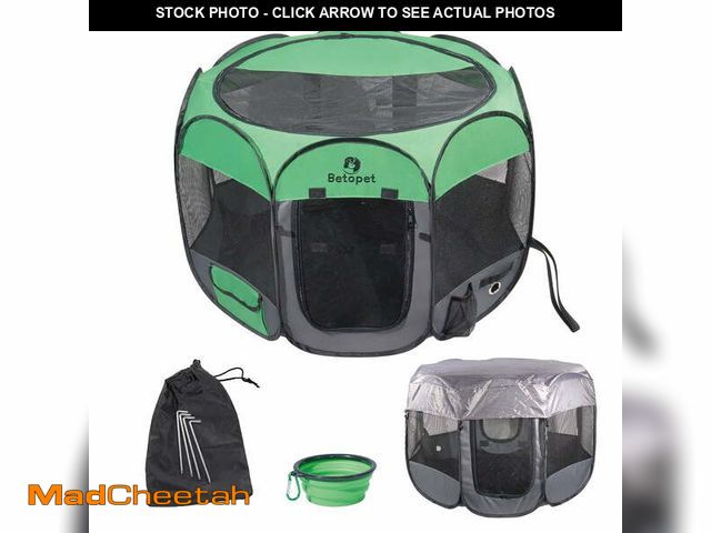 Lot 74-12889473 - BETOPET Upgraded 29" Portable Foldable Dog Cat Playpen for Indoor/Outdoor (Full Sunshade Cover+4 Cam...