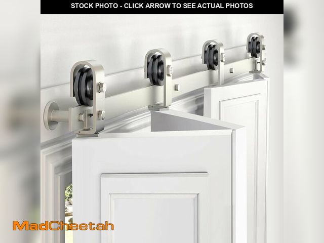 Lot 74-13697659 - 72'' Bi-Fold Sliding Barn Door Hardware Track Kit for Four 17'' Doors,Top Mount Installation,Heavy D...