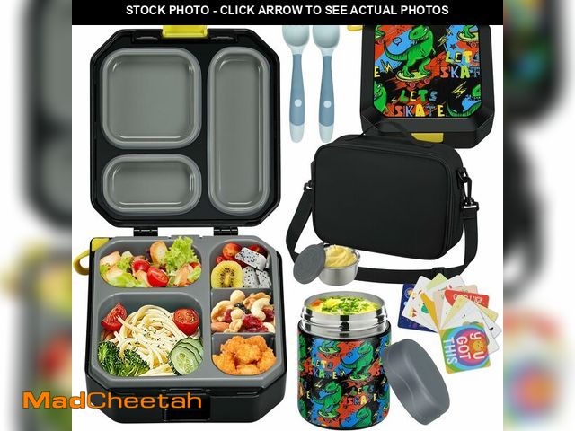 Lot 74-13956018 - wiwens Bento Lunch Box for Kids with 12oz Soup Thermo Leak-Proof Lunch Food Container with 5 Compart...