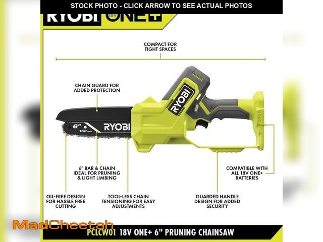 Lot 74-14083143 - RYOBI ONE+ 18V 6 in. Cordless Battery Compact Pruning Mini Chainsaw (Tool Only) - USED