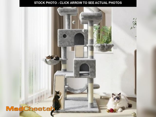 Lot 74-12158361 - Amolife 65.7  Large Cat Tree and Tower Condo for Indoor Cats with 2 Scratching Boards  Hammock &amp;...