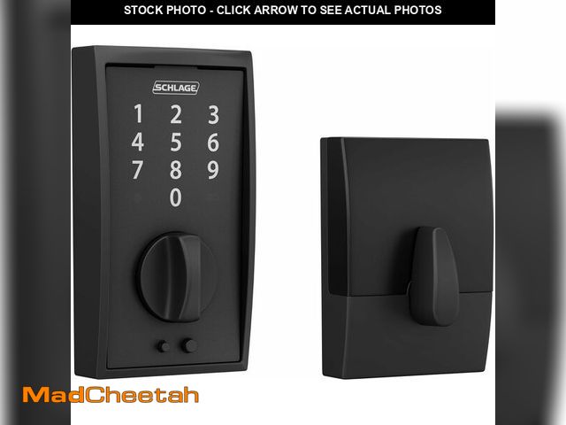 Lot 74-14591534 - Schlage Touch Electronic Deadbolt Lock with Century Trim, Matte Black - UNUSED