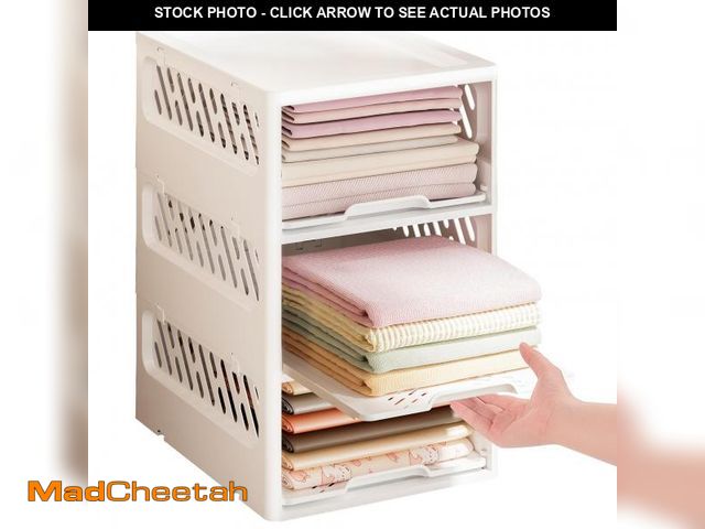 Lot 74-12308013 - HYBRIDEAS Stackable Closet Organizer Box with lid Plastic Drawer Storage for Armoire and Wardrobe, F...