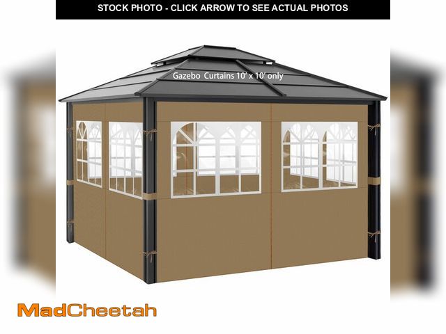 Lot 74-13950041 - Gazebo Privacy Curtains 10' x 10' with PVC Windows, 4-Panels Side Wall with Zipper Universal Replace...