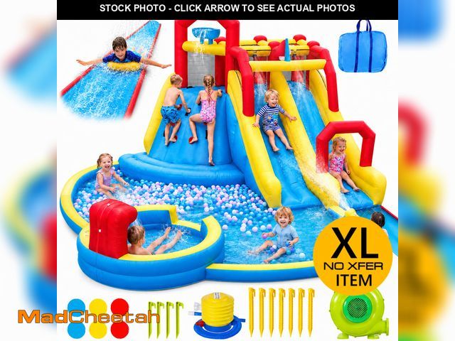 Lot 74-14584893 - (MISSING BLOWER) Neche 222" Giant Large Inflatable Water Slide Bounce House With 750W Blower, Splash...