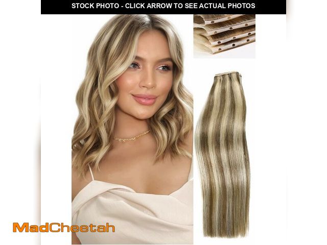 Lot 74-12333605 - WIGNEE New Double Layered PU OVO Hair Extensions Blonde Ombre Straight Human Hair weft with beads 10...