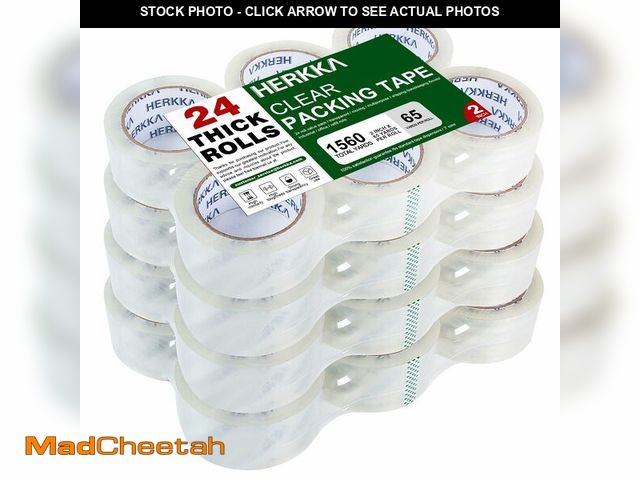 Lot 74-12701578 - HERKKA Clear Packing Tape, 24 Rolls Heavy Duty Packaging Tape for Shipping Packaging Moving Sealing,...