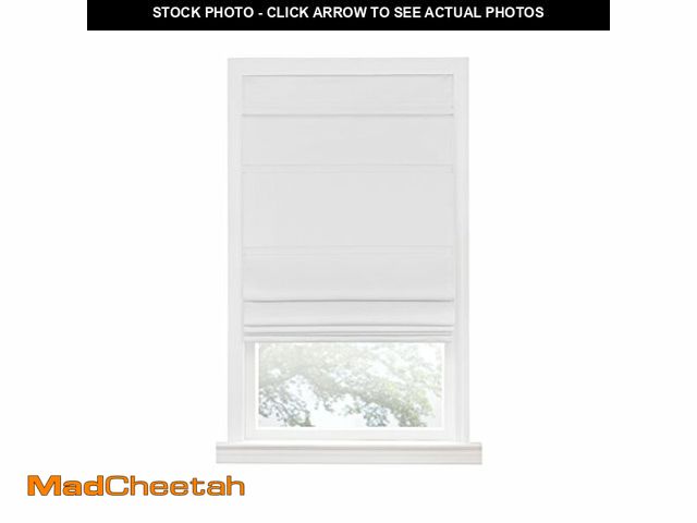 Lot 74-12664198 - Cordless Roman Shades for Windows - 27 Inch Width x 64 Inch Length (White) - Blackout Polyester Wind...